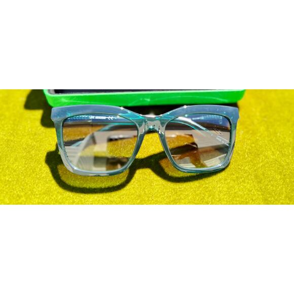 NEW Love Moschino Transparent Green Square Sunglasses with Neon Case | MOL057/S main image 5